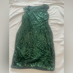 SHEIN Deep Green Sequin  dress